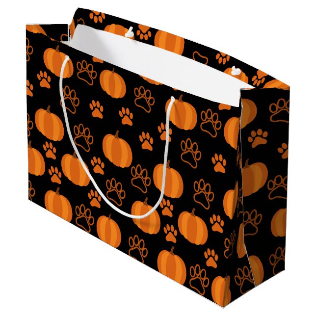 Bolsa De Regalo Grande Halloween con calabazas y garras (Angulo reverso)