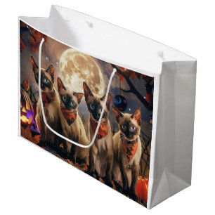 Bolsa De Regalo Grande Halloween de gatos siameses espeluznante