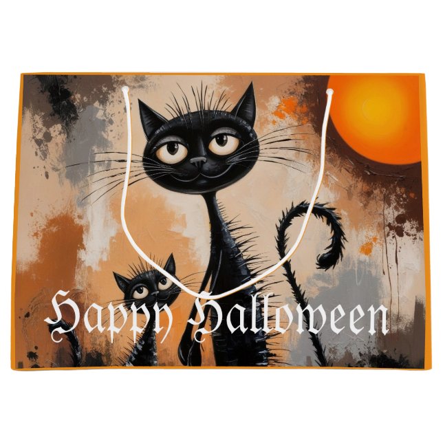 Bolsa De Regalo Grande Halloween del gato grande (Anverso)