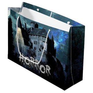 Bolsa De Regalo Grande Halloween Horror acosado por la noche azul de la c