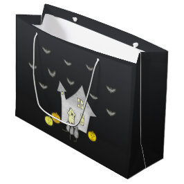 Bolsa De Regalo Grande Halloween House, gatos negros, murciélagos, calaba