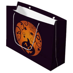 Bolsa De Regalo Grande Halloween Jack o linterna cara de calabaza y araña