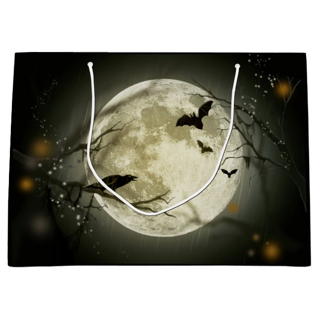 Bolsa De Regalo Grande Halloween Moon Spooky Crows (Anverso)