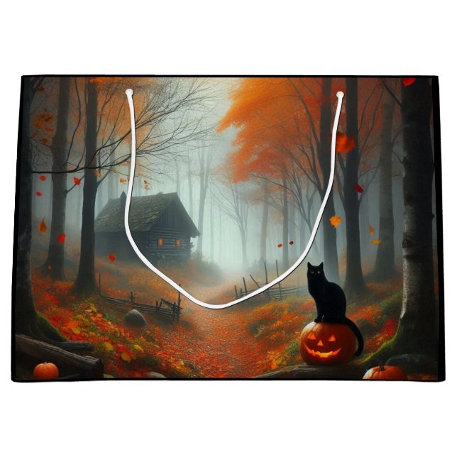 Bolsa De Regalo Grande Halloween/otoño/otoño/otoño/calabaza/gato (Anverso)