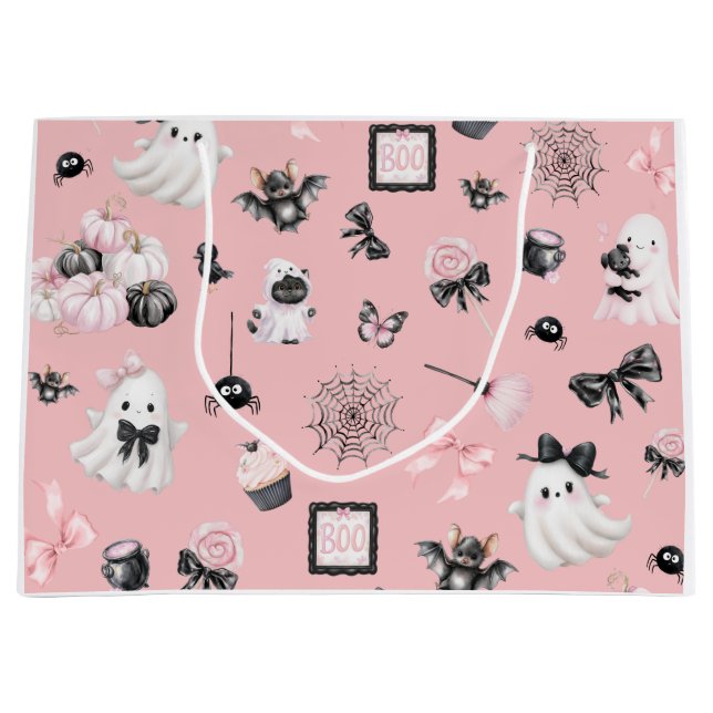 Bolsa De Regalo Grande Halloween rosa pequeño boo (Anverso)