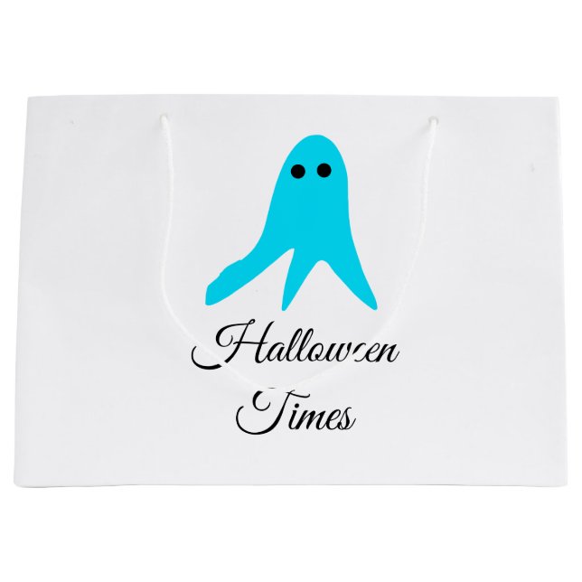 Bolsa De Regalo Grande Halloween veces el fantasma azul garabato dibujado (Anverso)
