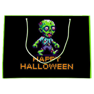 Bolsa De Regalo Grande Halloween zombie divertido de 8 bits