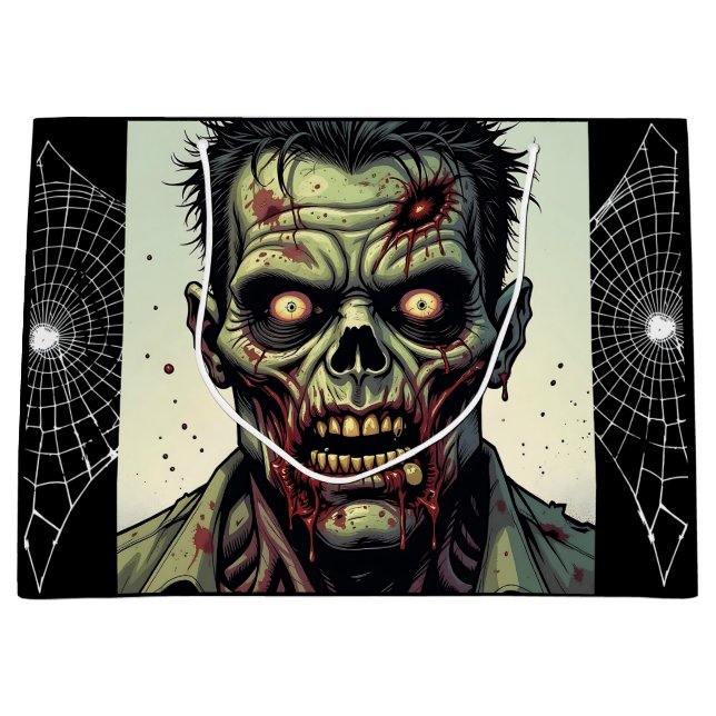Bolsa De Regalo Grande Halloween Zombie y Spiderwebs espeluznantes (Anverso)