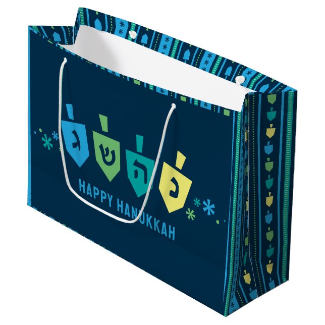 Bolsa De Regalo Grande Hanukkah Dreidel Party Gift Bag (Angulo Anverso)
