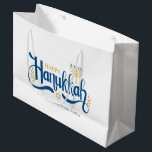 Bolsa De Regalo Grande "Hanukkah feliz" oro Menorah<br><div class="desc">"Hanukkah feliz" Diseño de Menorah dorado.</div>