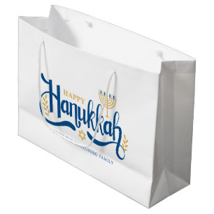 Bolsa De Regalo Grande "Hanukkah feliz" oro Menorah