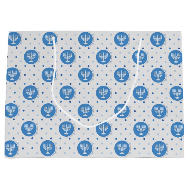 Bolsa De Regalo Grande Hanukkah Menorah sobre los puntos de Polka (Anverso)