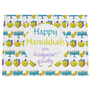 Bolsa De Regalo Grande Hanukkah moderno divertido agregar su nombre perso