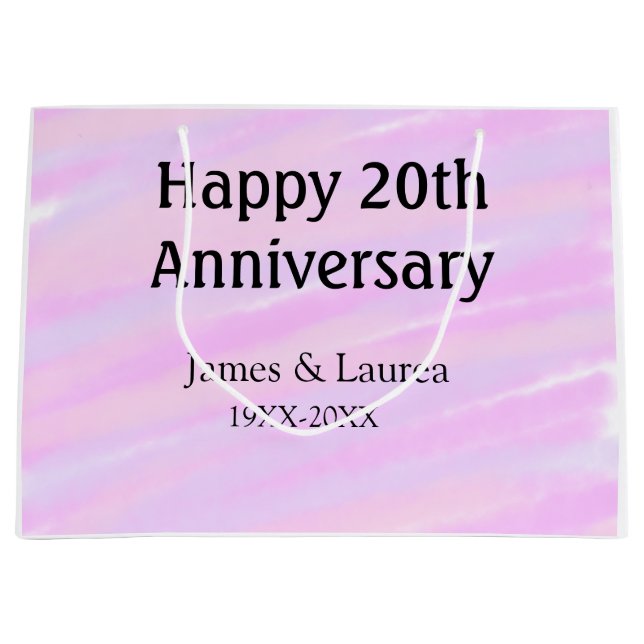Bolsa De Regalo Grande Happy 20th anniversary pink purple pastel name bol (Anverso)