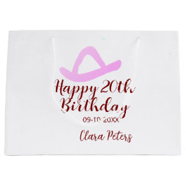 Bolsa De Regalo Grande Happy 20th birthday pink cowboy girl name date sim