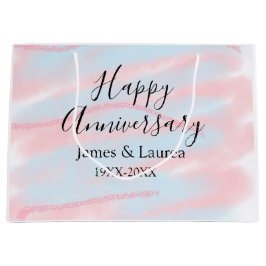 Bolsa De Regalo Grande Happy anniversary wedding name date year pastel