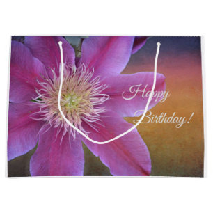 Bolsa De Regalo Grande Happy Birday Pink Clematis