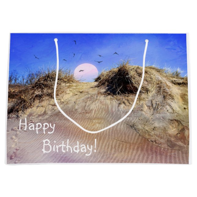 Bolsa De Regalo Grande Happy Birthday Beach Sunrise (Anverso)
