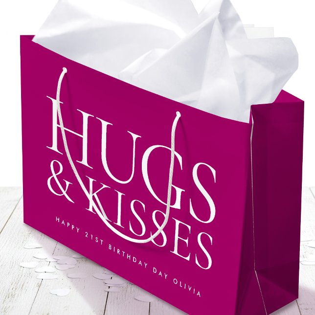 Bolsa De Regalo Grande Happy Birthday Day Any Age Hugs & Kisses Pink (Subido por el creador)