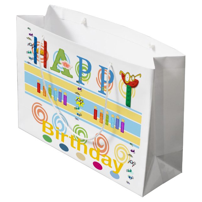 Bolsa De Regalo Grande Happy Birthday Gift Bag EyeGlasses (Angulo reverso)