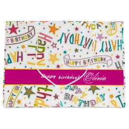 Bolsa De Regalo Grande Happy Birthday Pattern Custom Gift Bag
