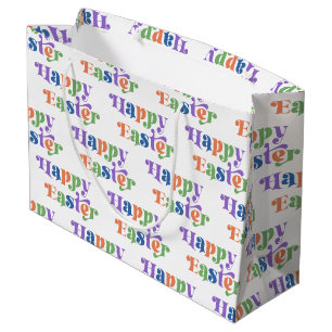 Bolsa De Regalo Grande Happy Easter Colorous Whimsical Retro Typography