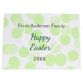 Bolsa De Regalo Grande Happy Easter gray green polka dots family name