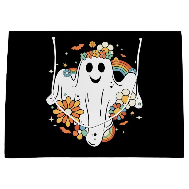 Bolsa De Regalo Grande Happy Ghost Retro Hippie Vibe (Anverso)