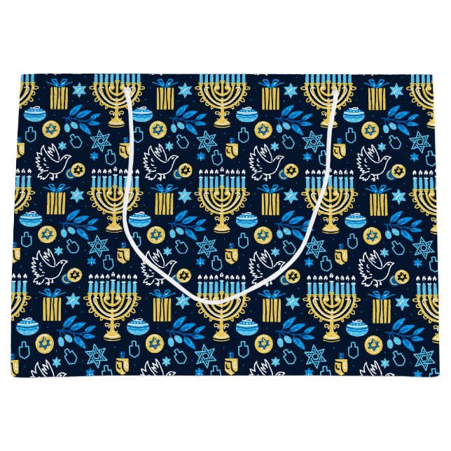 Bolsa De Regalo Grande Happy Hanukkah Gift Bag (Anverso)