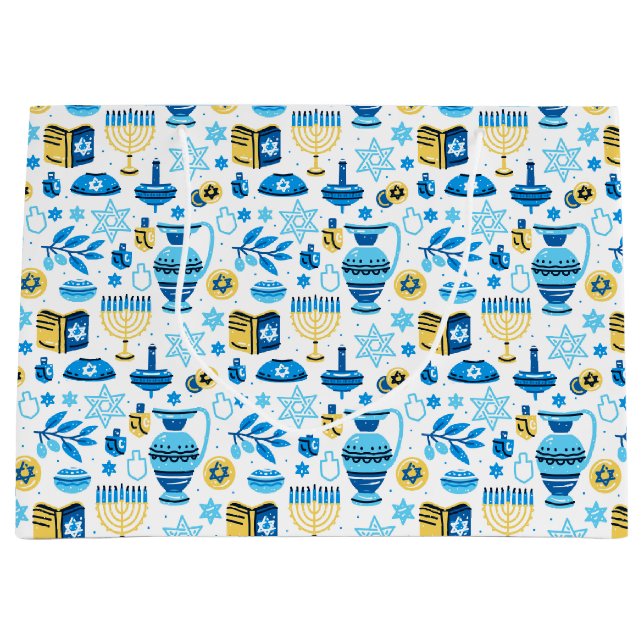 Bolsa De Regalo Grande Happy Hanukkah Gift Bag (Anverso)
