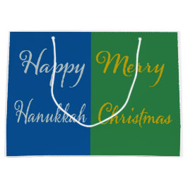 Bolsa De Regalo Grande Happy Hanukkah Merry Christmas Dual Holiday 
