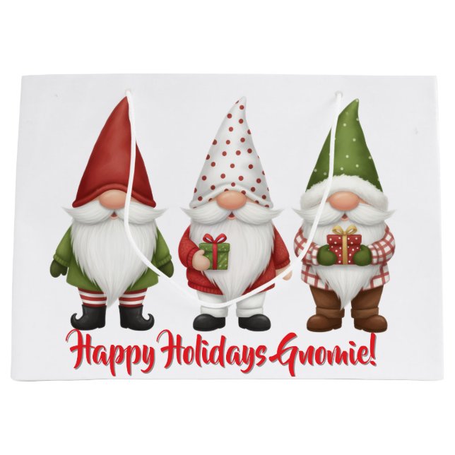 Bolsa De Regalo Grande Happy Holidays Gnomie (Anverso)