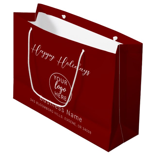 Bolsa De Regalo Grande Happy Holidays Professional Business Logo (Angulo Anverso)