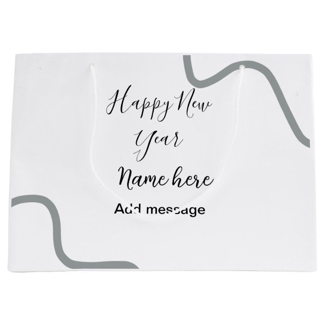 Bolsa De Regalo Grande Happy new year name message gray simple holiday  (Anverso)