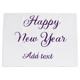 Bolsa De Regalo Grande Happy new year purple calligraphy simple minimal 
