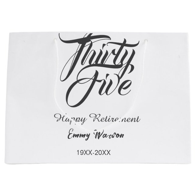 Bolsa De Regalo Grande Happy retirement bold letter name year elegant sim (Anverso)