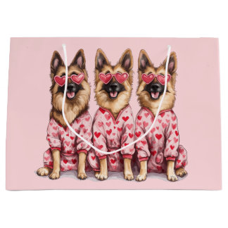 Bolsa De Regalo Grande Happy Valentines Day German Shepherd Dogs