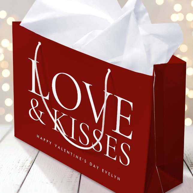 Bolsa De Regalo Grande Happy Valentine's Day Love & Kisses Deep Red (Subido por el creador)