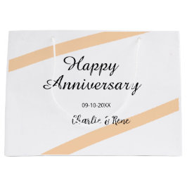 Bolsa De Regalo Grande Happy wedding anniversary orange pastel lines name