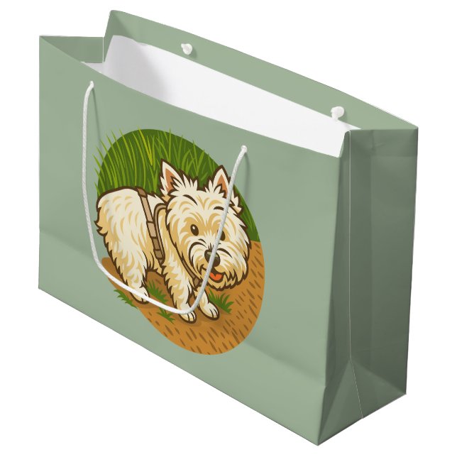 Bolsa De Regalo Grande Happy Westie on Nature Trail (Angulo Anverso)