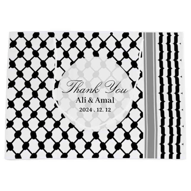 Bolsa De Regalo Grande Hatta Keffiyeh Palestina Gracias Boda (Anverso)