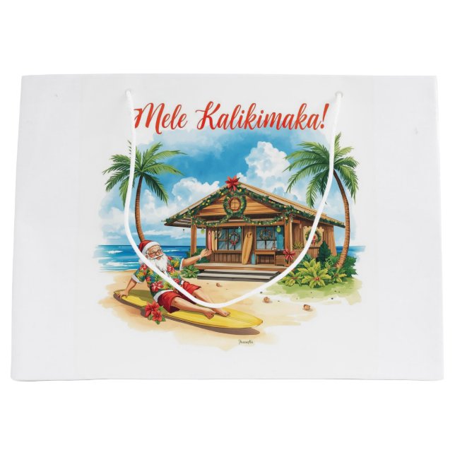 Bolsa De Regalo Grande Hawaii Santa Claus Christmas in Hawaii (Anverso)