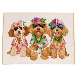 Bolsa De Regalo Grande Hawaiian Goldendoodle Dogs Flower Lei