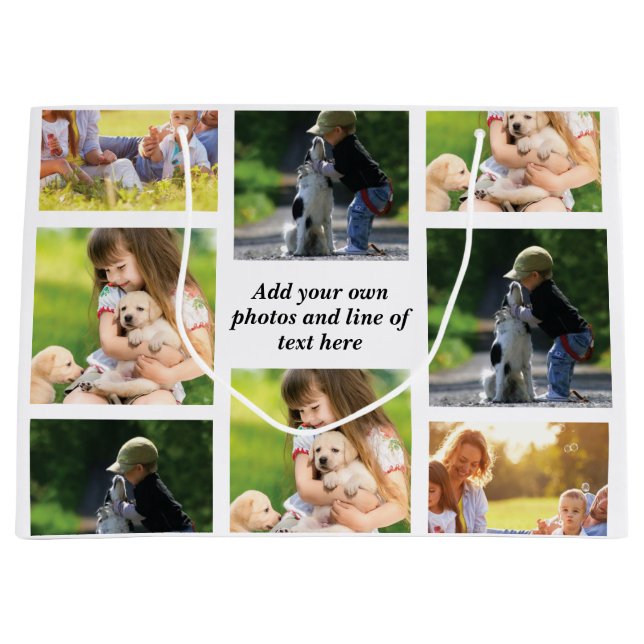 Bolsa De Regalo Grande Haz tu propio collage de fotos y texto (Anverso)