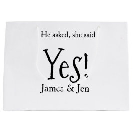 Bolsa De Regalo Grande He asked she said yes engagement party name simple