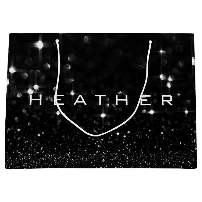 Bolsa De Regalo Grande Heather Black White Purpurina Favorito Gift Spark (Anverso)