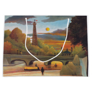Bolsa De Regalo Grande Henri Rousseau - Seine y la Torre Eiffel en Sunset