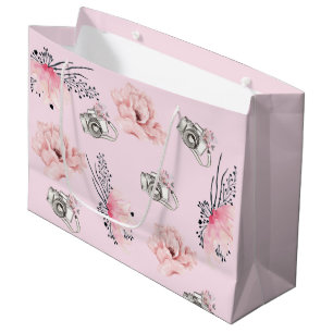 Bolsa De Regalo Grande Hermosa cámara rosa de luz floral