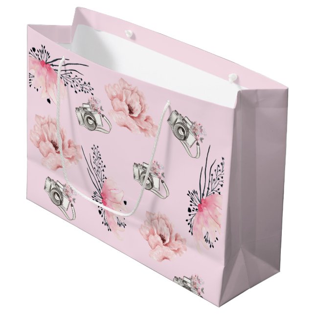 Bolsa De Regalo Grande Hermosa cámara rosa de luz floral (Angulo Anverso)