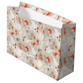 Bolsa De Regalo Grande Hermosa Flora Blanca Roja Peach